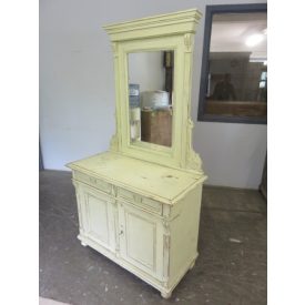 #0608 Antique Pine Cabinet with Mirror (cream) 