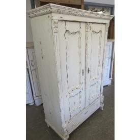 #0974 Antique Pine Two Door Wardrobe (white) 