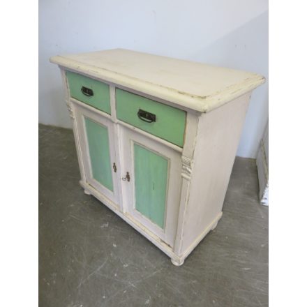 #0991 Antique Pine Dresser Base Cabinet (cream-green)
