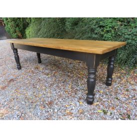#1262 Antique Pine Dining Table with Black Base 