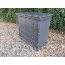 #1268 Antique Pine Chest of Four Drawers (grey) 