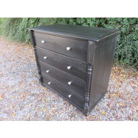 #1269 Antique Pine Chest of Four Drawers (black)