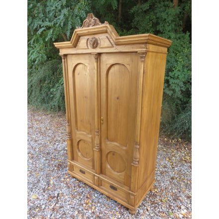 # 1271 Antique Pine Two Door Wardrobe (Waxed)