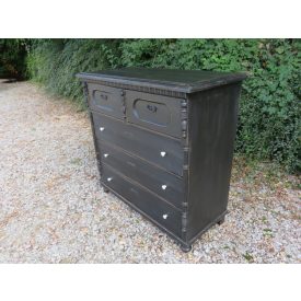 #1282 Antique Pine Chest of Five Drawers (black)