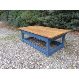 #1287 Antique Pine Coffee Table (blue base)
