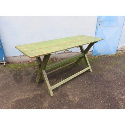Antique Pine X-leg Table (green)