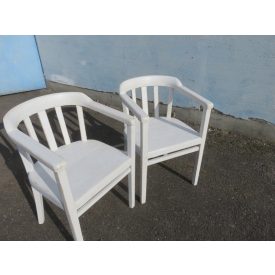 #1569 Antique Pine Armchairs (white) - pair of two