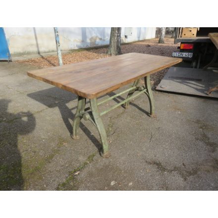 Antique Cast Iron Base Table with Waxed Top