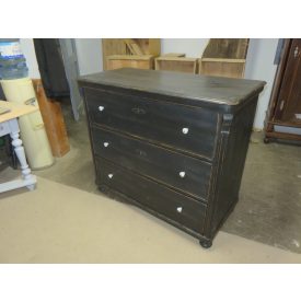 #1593 Antique Pine Chest of Three Drawers (black)