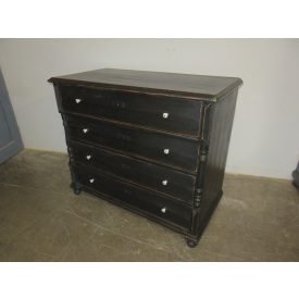 #1633 Antique Pine Chest of Four Drawers (black)
