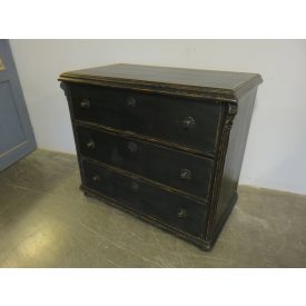 #1635 Antique Pine Chest of Three Drawers (black)