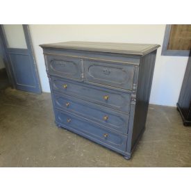 #1709 Antique Pine Chest of Five Drawers (grey)