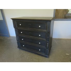 #1711 Antique Pine Chest of Four Drawers (black)