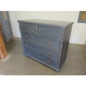 #1720 Antique Pine Chest of Five Drawers (grey)