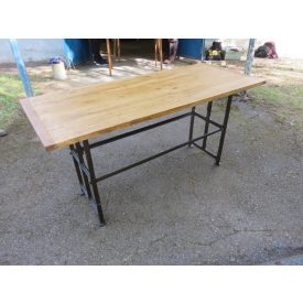Antique Iron Base Table (black base-waxed top)