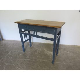 #1792 Antique Pine Table (blue base - waxed top)
