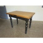 #1802 Antique Pine Draw-Leaf Table (black base - waxed top)