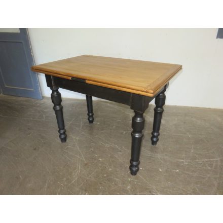 Antique Pine Draw-Leaf Table (black base - waxed top)