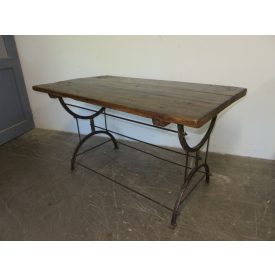 Antique Iron Leg Table (black base-waxed top)