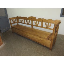 Antique Pine Box Bench , finished with wax