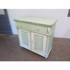 #1829 Antique Pine Dresser Base Cabinet (green-white)