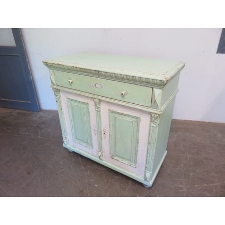 #1829 Antique Pine Dresser Base Cabinet (green-white)