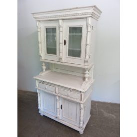 Antique Pine Kitchen Dresser with Glass (white)