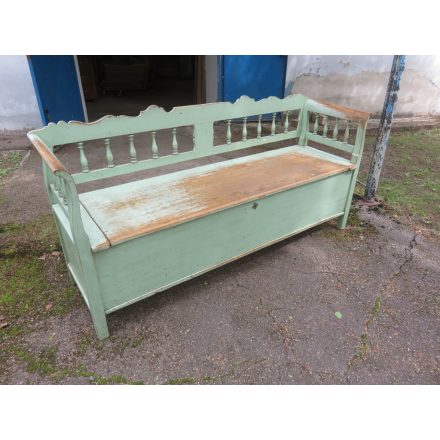 # 1894 Antique Pine Box Bench (Original Green Colour)