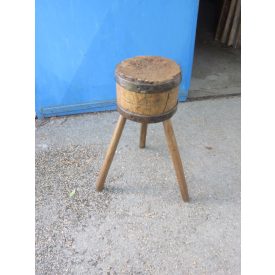 #1899 Antique Round Butcher Block Table 