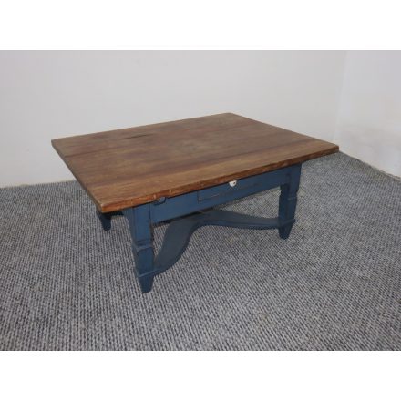 Antique Hardwood Coffee Table (blue base-waxed top)
