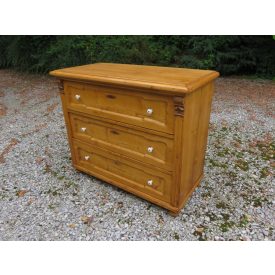   #1922 Antique Pine Chest of Three Drawers - finished with wax