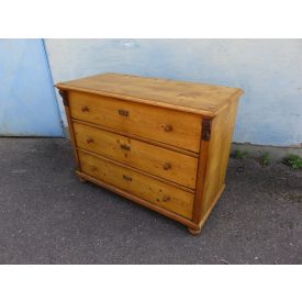   #1938 Antique Pine Chest of Three Drawers - finished with wax