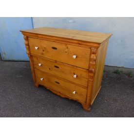   #1940 Antique Pine Chest of Three Drawers - finished with wax