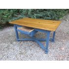 #1985 Antique Pine Table (blue base-waxed top)