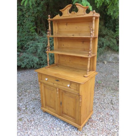 Antique Pine Dresser with Open Shelves, finished with wax
