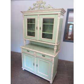Antique Pine Kitchen Dresser (green-white)