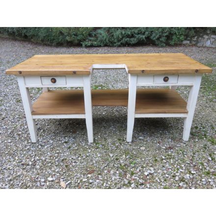 # 2057 Antique Pine Table (White Base, Waxed Top)