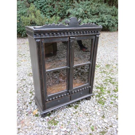 # 2073 Antique Wall Cabinet with Glass Doors (Dark Brown)