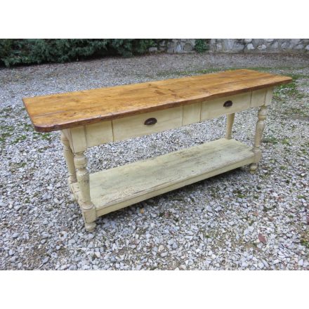 # 2090  Antique Pine Table (Cream Base, Waxed Top)