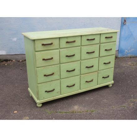 Antique Pine 16 Drawer Counter (green)