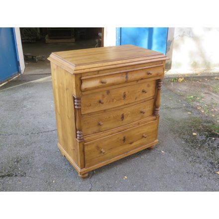 Antique Pine Chest of Four Drawers, finished with wax