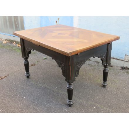 # 2169 Parquetry Top Antique Draw Leaf Table (Black)