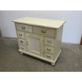 Antique Pine Cabinet with Eight Drawers, White