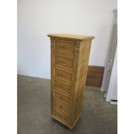 Narrow Tall Pine Chest of Seven Drawers (waxed)