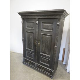 #2254 Antique Pine Two Door Wardrobe (black)