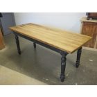 #2304 Antique Pine Dining Table (black base - waxed top)