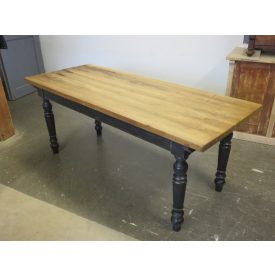 #2304 Antique Pine Dining Table (black base - waxed top)