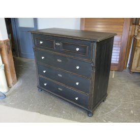#2333 Antique Pine Chest of Four Drawers (black)