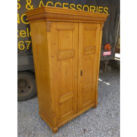 Antique Pine Two Door Wardrobe, finished with wax