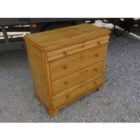 Antique Pine Chest of Four Drawers, finished with wax